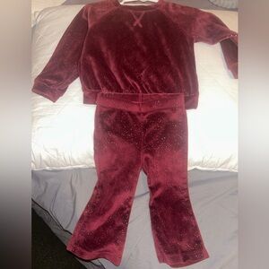 Cat & Jack Wine Red Sparkle Velvet Two-Piece Set